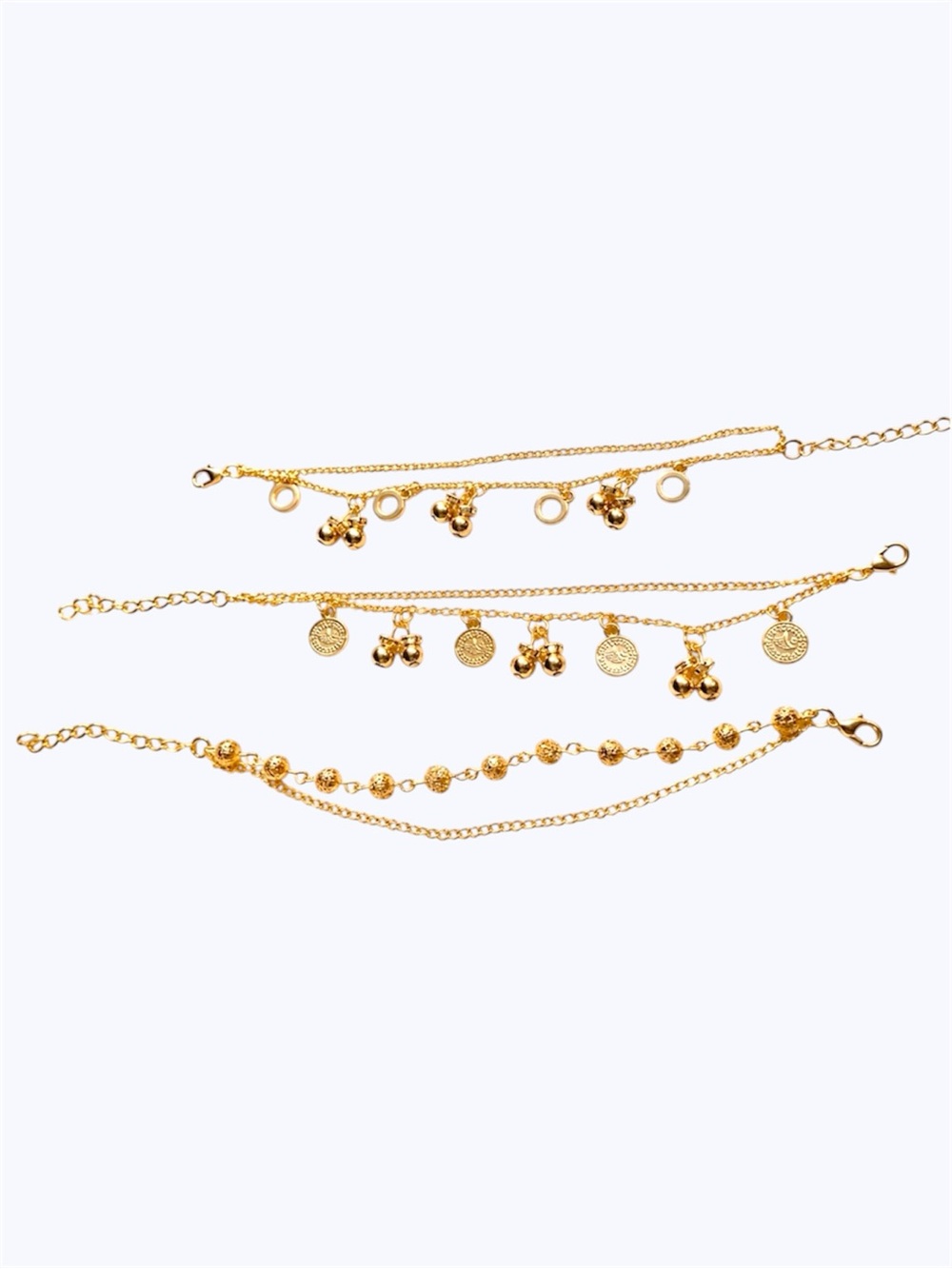 Bundle 3 Gold Tone Charm Bracelet Bundle – 8 Inch Adjustable – Boho Chic NWT